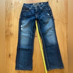 BKE Justin Jeans 32 by 30ish (tag 32x32, but hemmed at store). See pics.